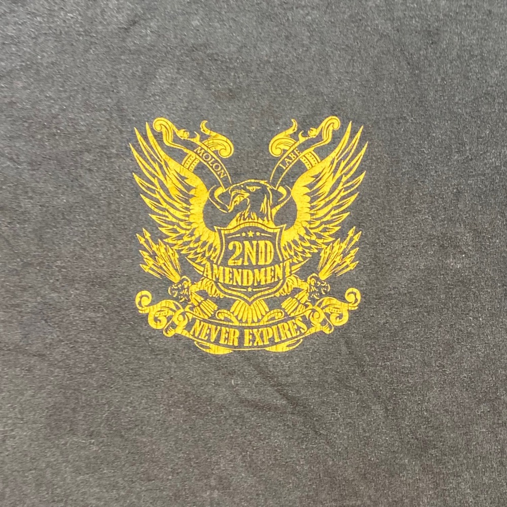 Graphic T-Shirt 2XL Mens Black 2nd Amendment Pro Gun Eagle Molon Labe - Picture 2 of 8